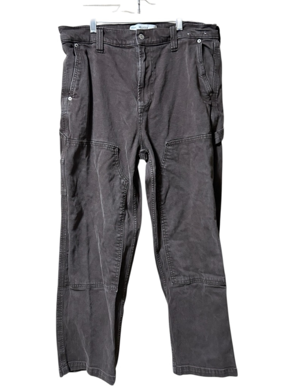 Hollister Pants Mens 34x32 Brown Baggy Carpenter Cargo Double Knee Utility Work